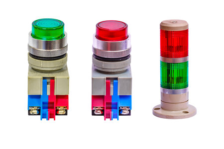 Traffic lights on a white backgroundの写真素材