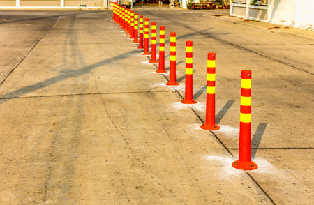 line of traffic cone in Street.の写真素材