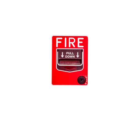 fire alarm button on the wall whiteの写真素材