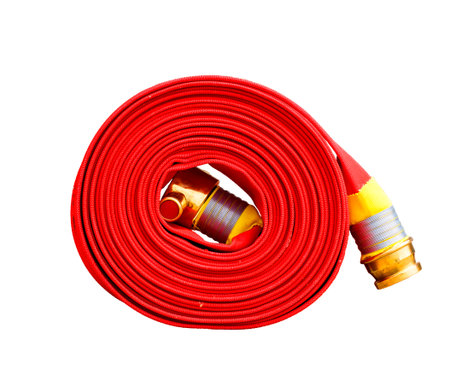 Fire equipment extinguishers watercourse fire extinguisher red ready to use in the outdoor.の写真素材