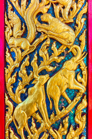 Wood carving Window Buddhist temple Public placesの写真素材