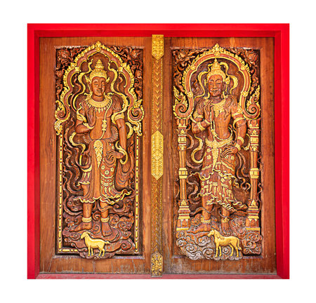 Wood carving Window Buddhist temple Public placesの写真素材