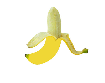 Bright colored bananas isolated on a beautiful white background.の写真素材