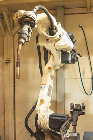 Industrial welding robots in the automotive parts production line in Thailand factoriesの写真素材