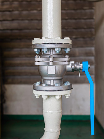 Water valves, Pipe joints for industrial water.の写真素材