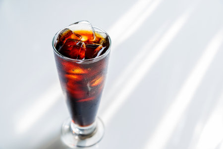 cold brew coffee in a tall glass, black ice coffee