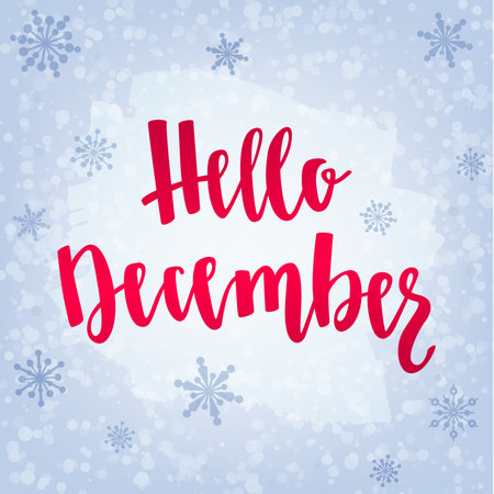 Handwritten lettering winter seasons phrase. Vector illustration for your design on light blue background.のイラスト素材