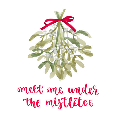 Holidays hand calligraphy quote with twigs bunch. Vector illustration isolated on white background.のイラスト素材