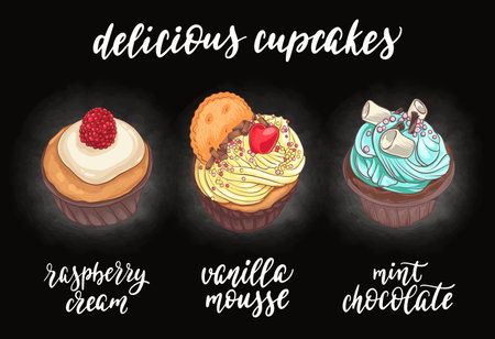 Delicious cupcakes.のイラスト素材