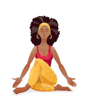 Young woman in yoga pose.のイラスト素材