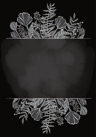 Romantic frame on black chalkboard backgroundのイラスト素材
