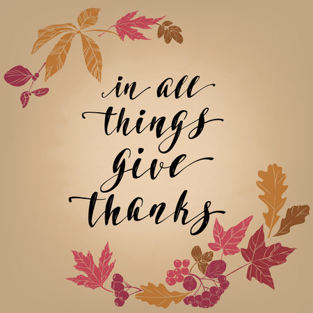 Hand drawn typography poster. Celebration quote handwritten brush calligraphy on decorative backdrop. Vector element for your design on light background.の写真素材