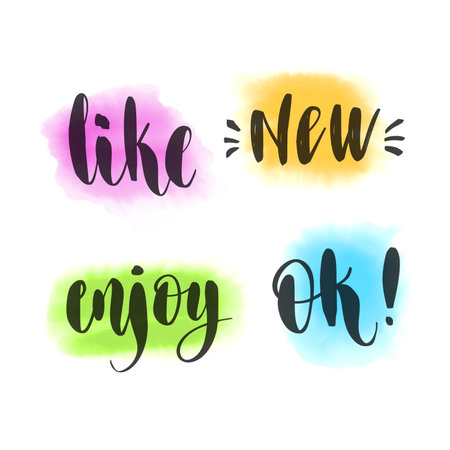 Hand lettering and watercolor spotのイラスト素材