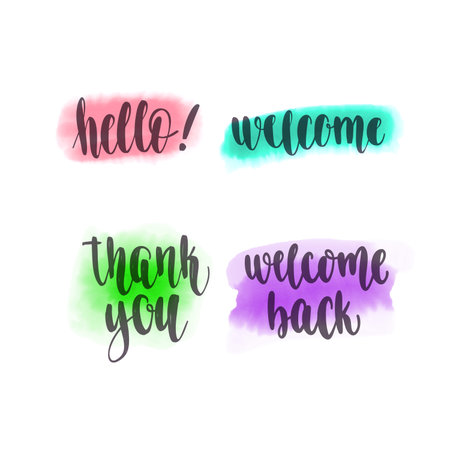 Hand lettering and watercolor spot for postersのイラスト素材