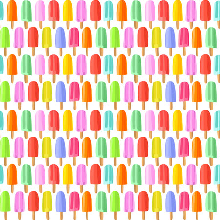 Hand drawn colorful ice cream seamless pattern background.のイラスト素材