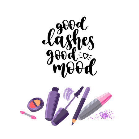 Modern calligraphy style makeup phrase. Handwritten brush lettering.のイラスト素材