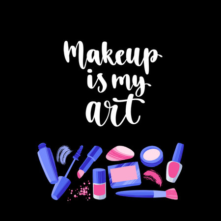 Modern calligraphy style makeup phrase. Handwritten brush lettering.のイラスト素材