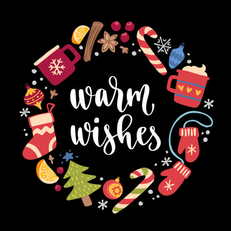 Modern style Christmas and New Year phrase.のイラスト素材