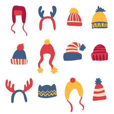 Merry Christmas and Happy New Year items set.のイラスト素材