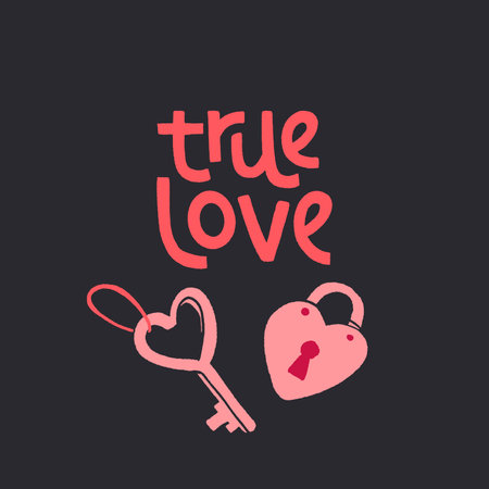 Valentines Day Card. Hand drawn lettering with decorative hand drawn love elements.のイラスト素材