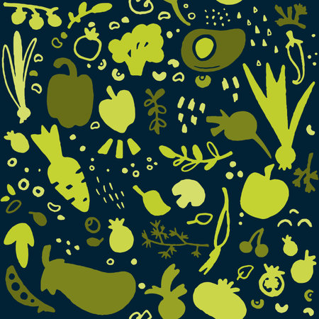Food seamless pattern. Healthy nutrition. Organic farmer products.