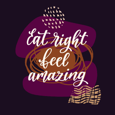 Healthy nutrition inspirational quote. Hand drawn motivational phrase.のイラスト素材