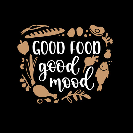 Healthy nutrition inspirational quote. Hand drawn motivational phrase.のイラスト素材