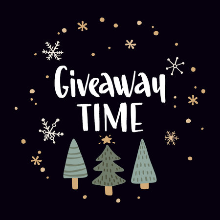 Holiday giveaway. Modern style lettering and hand drawn winter celebration elements.のイラスト素材