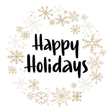 Christmas and New Year quote. Modern lettering and flat hand drawn decorative snowflakes.のイラスト素材