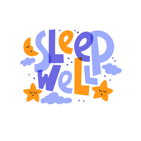 Sleep well - vector slogan stylized typography. Sweet dream concept, self care poster.のイラスト素材