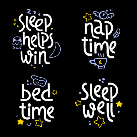 Sleeping vector lettering set. Sweet dream concept, self care poster.のイラスト素材