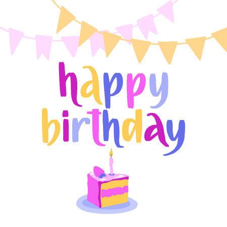 Happy Birthday. Party hand drawn text phrase.のイラスト素材