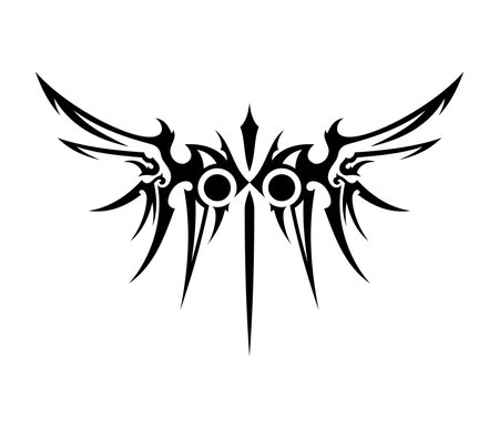 Abstract tribal wing for element design on the white background. Sketch angel wing. Vector illustrationのイラスト素材