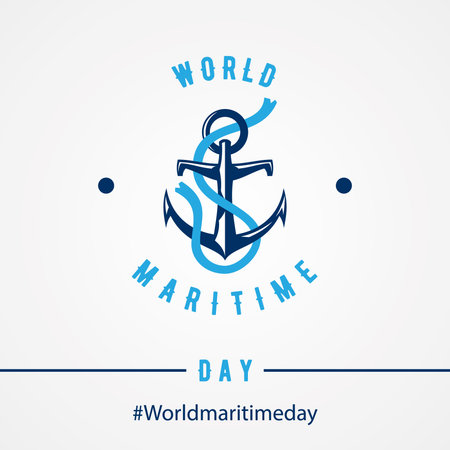 World Maritime Day with anchor in flat style. Holidays around the world of maritime day. Vector illustrationのイラスト素材