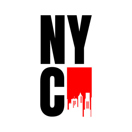 New York City abbreviation NYC lettering a modern city symbol isolated on white backgroundのイラスト素材