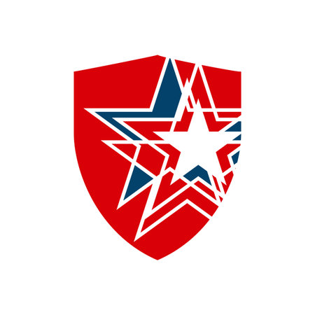 red blue american star shield icon design vector symbol and icon illustrationのイラスト素材