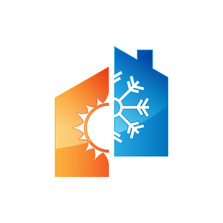 Heating and cooling icon. Abstract heating and cooling hvac icon design vector imageのイラスト素材