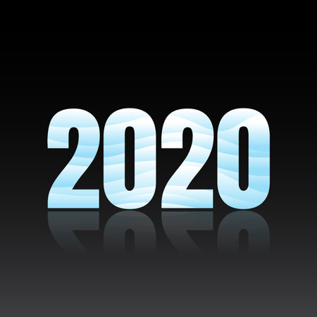2020 symbol text style winter with aqua color. Background or poster design on the black background. Vector illustrationのイラスト素材