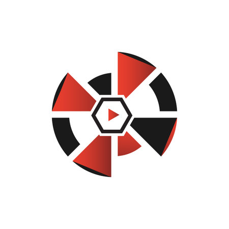 Drone icon with play button isolated on white backgroundのイラスト素材