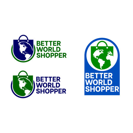 shopping bags and globe, with text better world shopperのイラスト素材