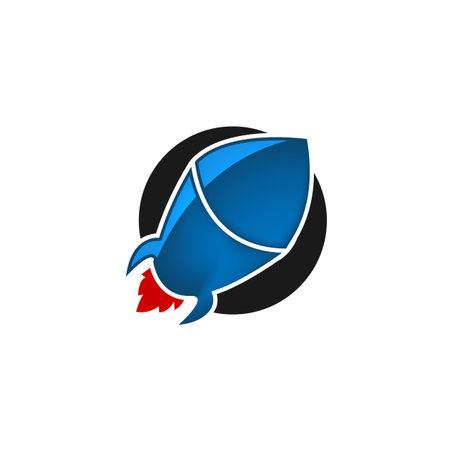 rocket ship with fire. Isolated on white. Flat icon. Vector illustration with flying rocket. Space travel. Project start up sign. Creative idea symbolのイラスト素材