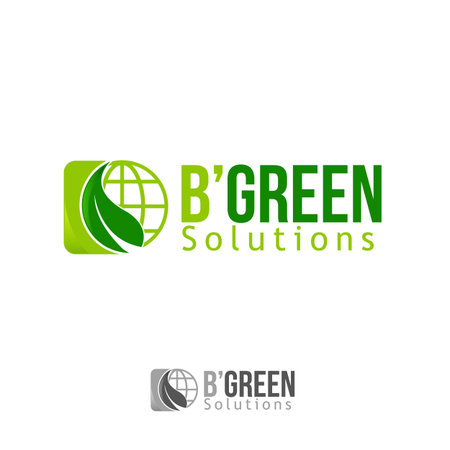 b-green solution product logo design vector template. Leaf iconのイラスト素材