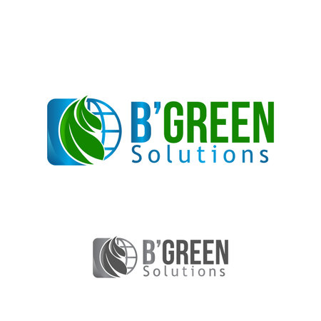 b-green solution product logo design vector template. Leaf iconのイラスト素材