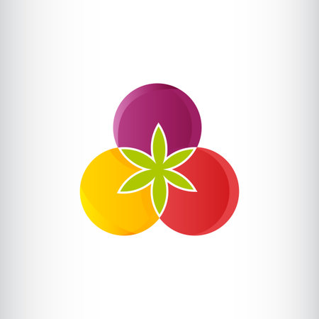 Abstract icon for business company. three Circle Flower or fruit icon, gradient color.のイラスト素材