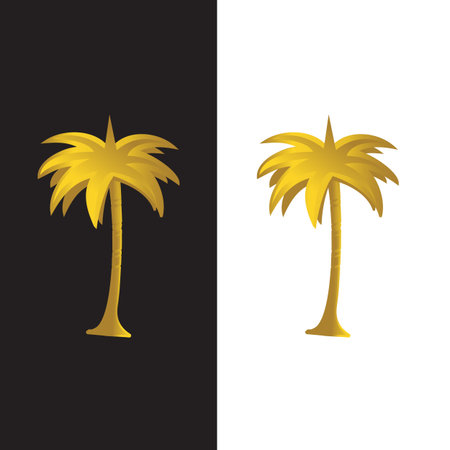 Beach Palm Tree Royal Golden in white and black backgroundのイラスト素材