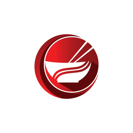 Noodle restaurant and food icon template in red circle. Vector icon illustration.のイラスト素材