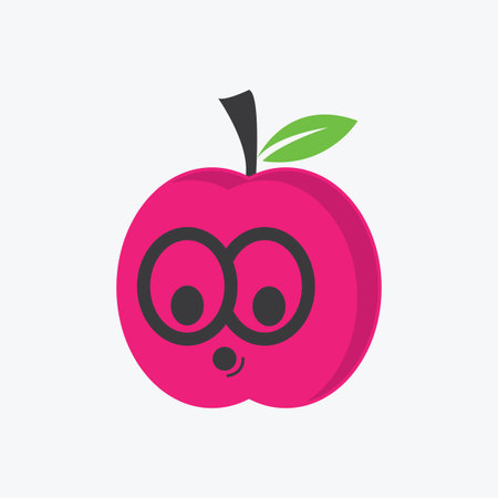 cute Organic Fruit Character Illustration - appleのイラスト素材