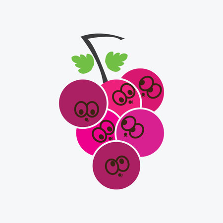 cute Organic Fruit Character Illustration - grapeのイラスト素材