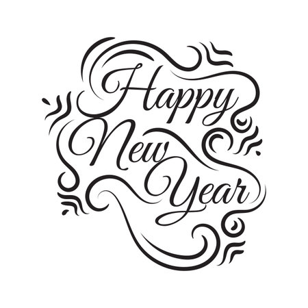 new flat styles hand drawn Happy new year 2020 lettering vector Illustration background Concept Imageのイラスト素材