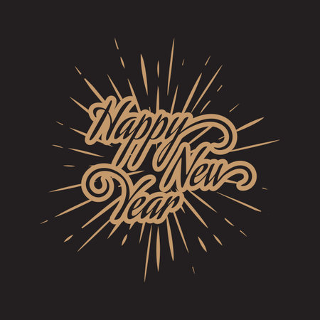 new flat styles hand drawn Happy new year 2020 lettering vector Illustration background Concept Imageのイラスト素材